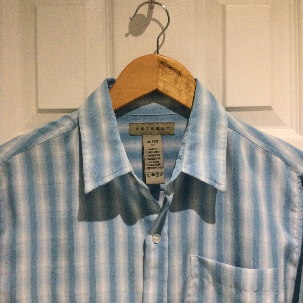 Retreat Vintage Mens Light Blue Plaid Men's Casual Shirt - Picture 4 of 5